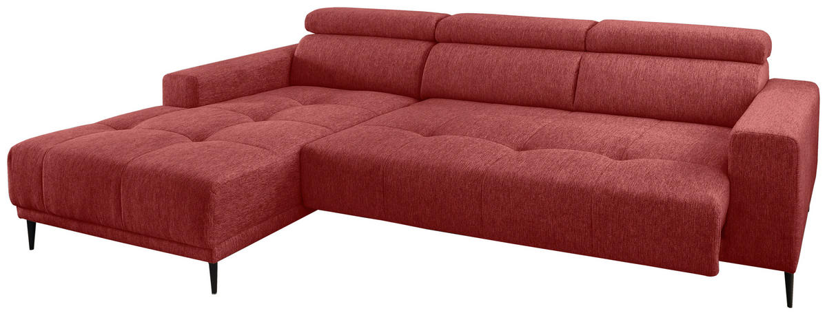 ECKSOFA Rot Chenille  - Rot/Schwarz, KONVENTIONELL, Textil/Metall (188/276cm) - Livetastic