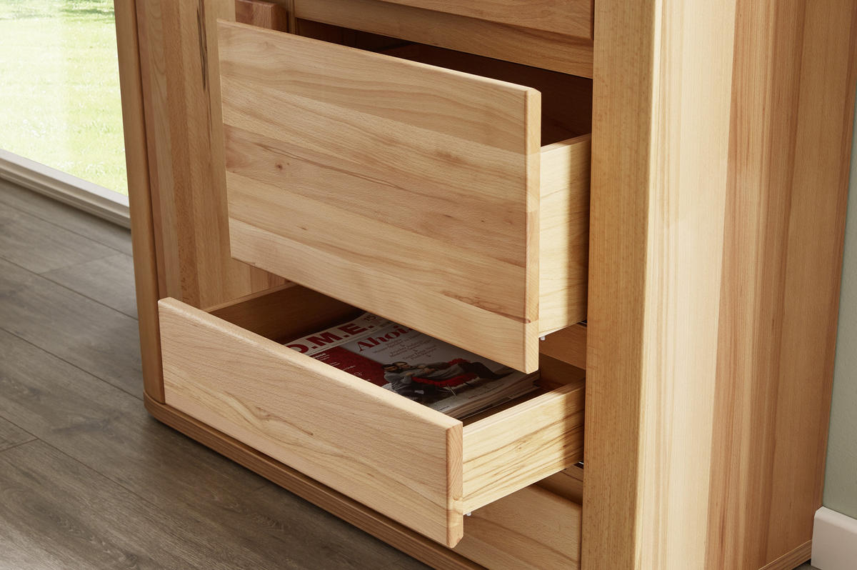 HIGHBOARD  in 99/140/38 cm  - Kernbuche/Grau, KONVENTIONELL, Glas/Holz (99/140/38cm) - Voleo
