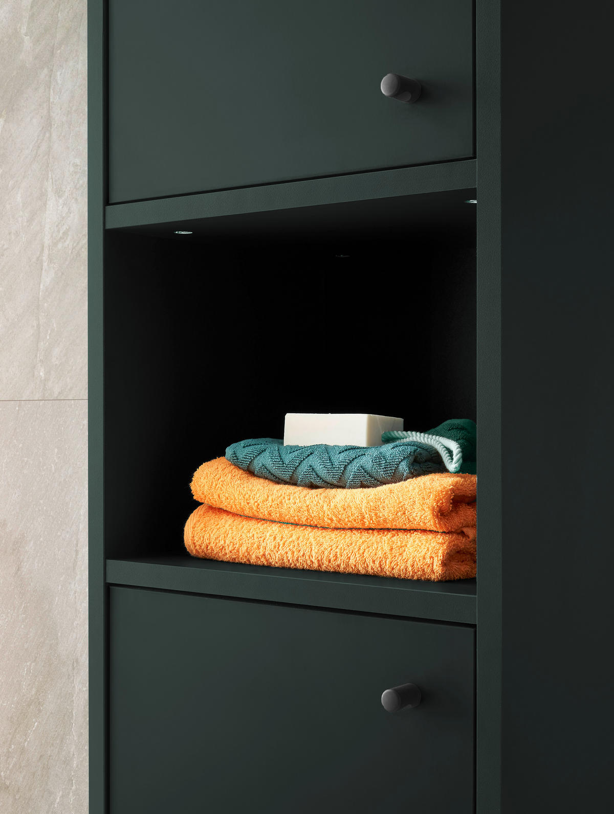 HOCHSCHRANK 38/197/32 cm  - Dunkelgrün/Schwarz, KONVENTIONELL, Holzwerkstoff/Metall (38/197/32cm) - Xora