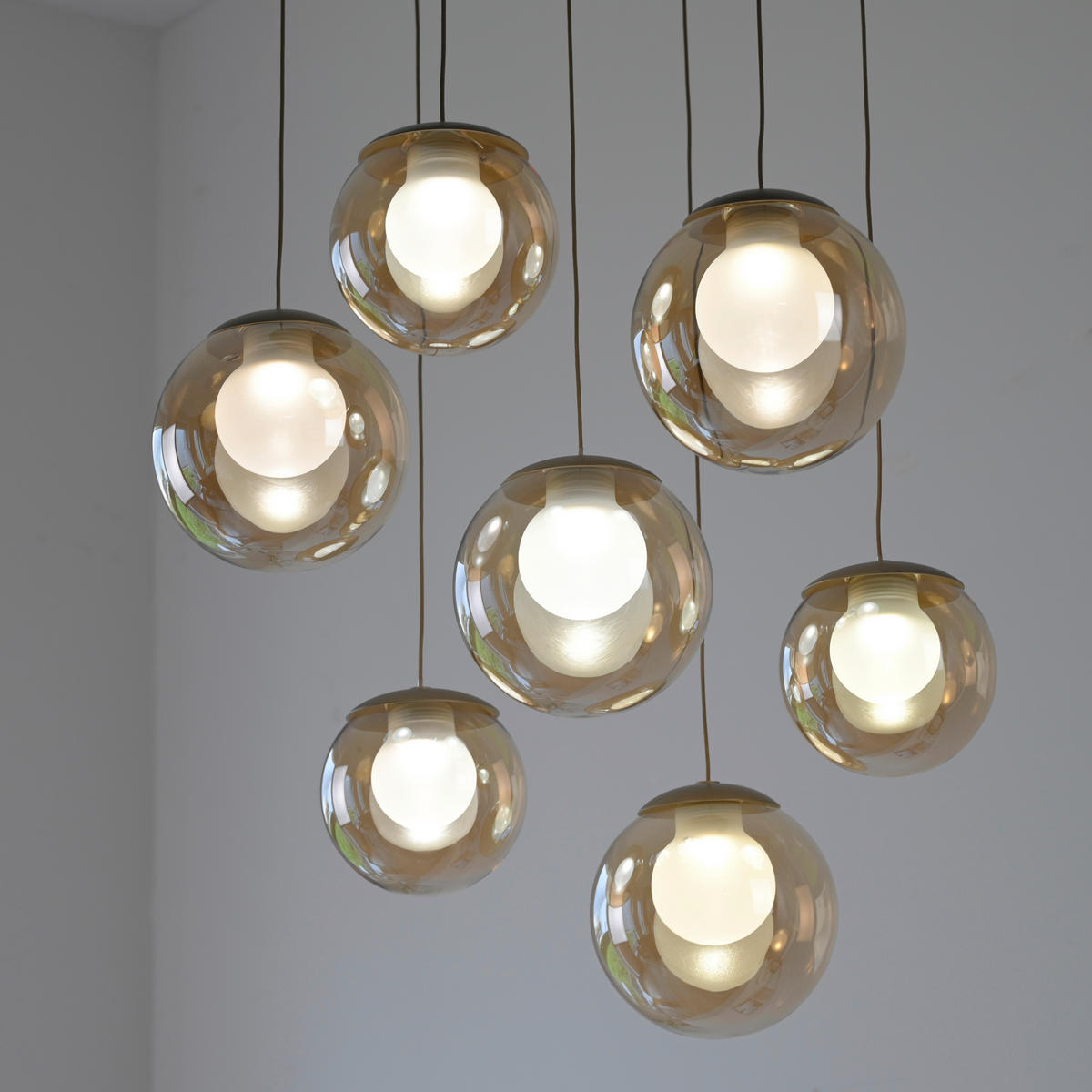 LED-PENDELLEUCHTE 40/40/180 cm   - Bronzefarben, Design, Glas/Kunststoff (40/40/180cm) - Neuhaus PURE