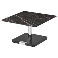 COUCHTISCH 75/75/46-62 cm quadratisch Braun  - Chromfarben/Schwarz, Design, Keramik/Holzwerkstoff (75/75/46-62cm) - Bacher