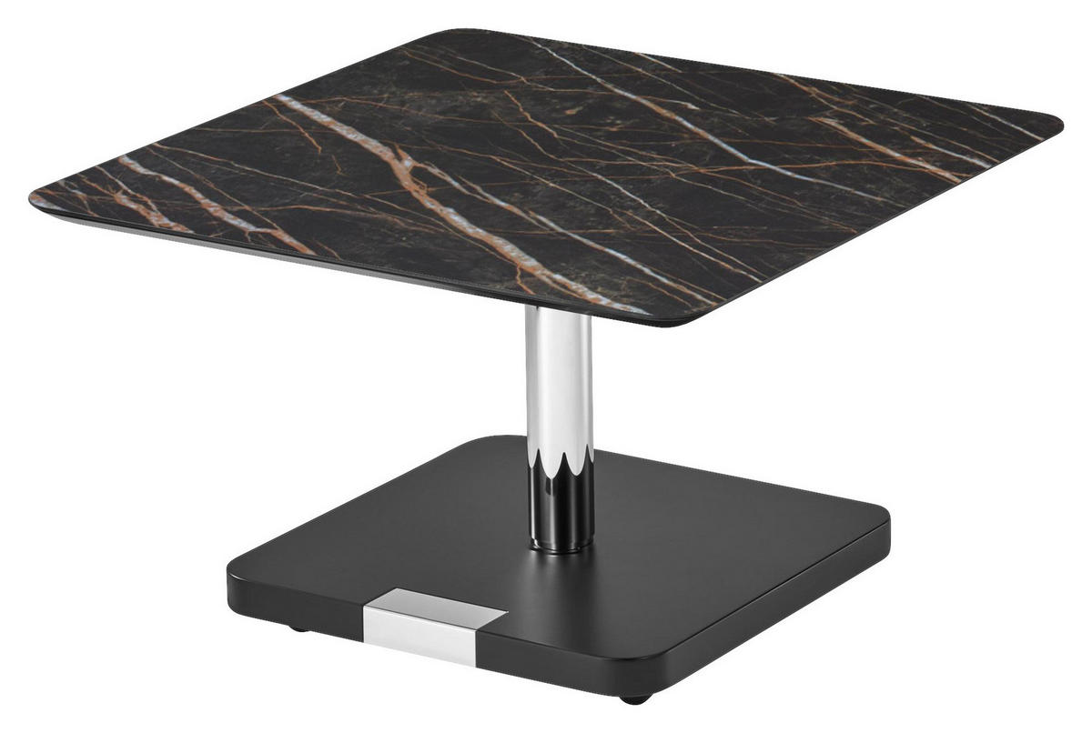 COUCHTISCH 75/75/46-62 cm quadratisch Braun  - Chromfarben/Schwarz, Design, Keramik/Holzwerkstoff (75/75/46-62cm) - Bacher