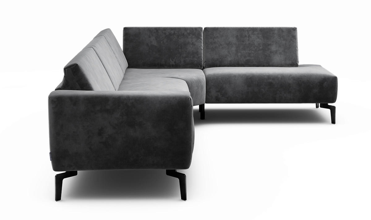 ECKSOFA Cosy Anthrazit Samt  - Anthrazit/Schwarz, Design, Textil/Metall (296/213cm) - SENSOO