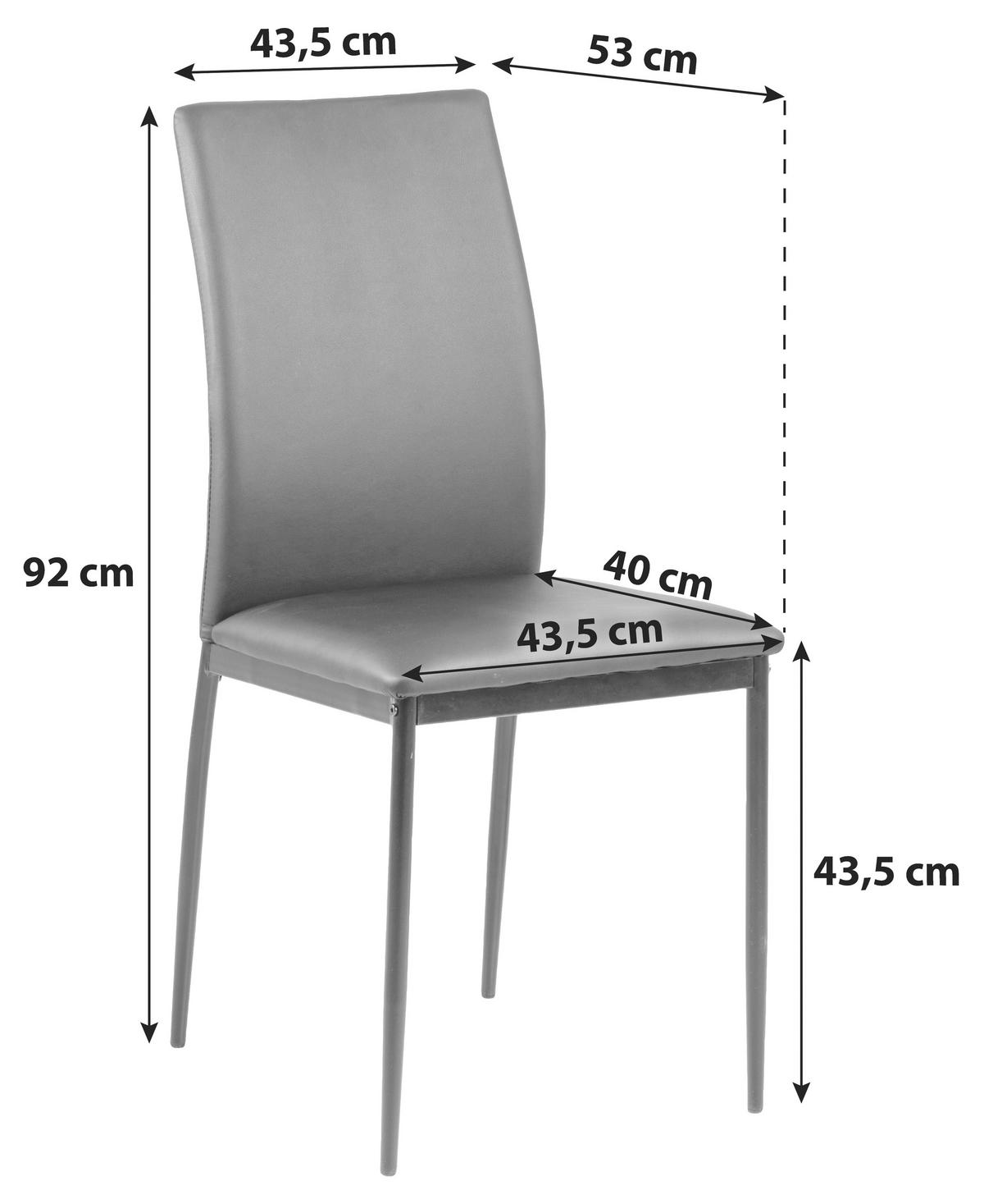 STUHL Lederlook Schwarz  - Schwarz, KONVENTIONELL, Textil/Metall (43,5/92,0/53,0cm) - Livetastic