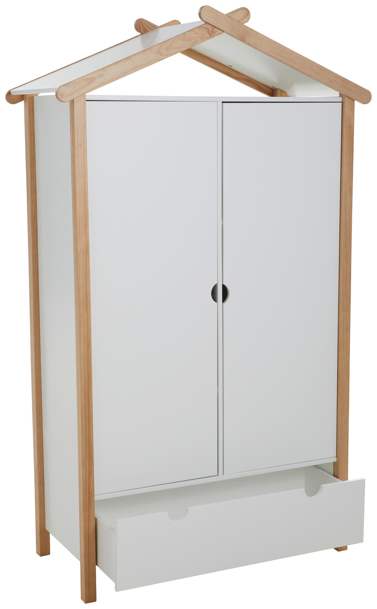 KLEIDERSCHRANK 2-türig Kiefer massiv, teilmassiv Weiß, Kieferfarben  - Weiß/Kieferfarben, Design, Holz/Holzwerkstoff (100/180/58cm) - Xora