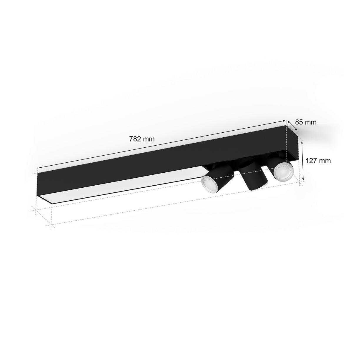 LED-DECKENLEUCHTE  78,20/12,70/8,50 cm   - Schwarz, Design, Metall (78,20/12,70/8,50cm) - Philips HUE