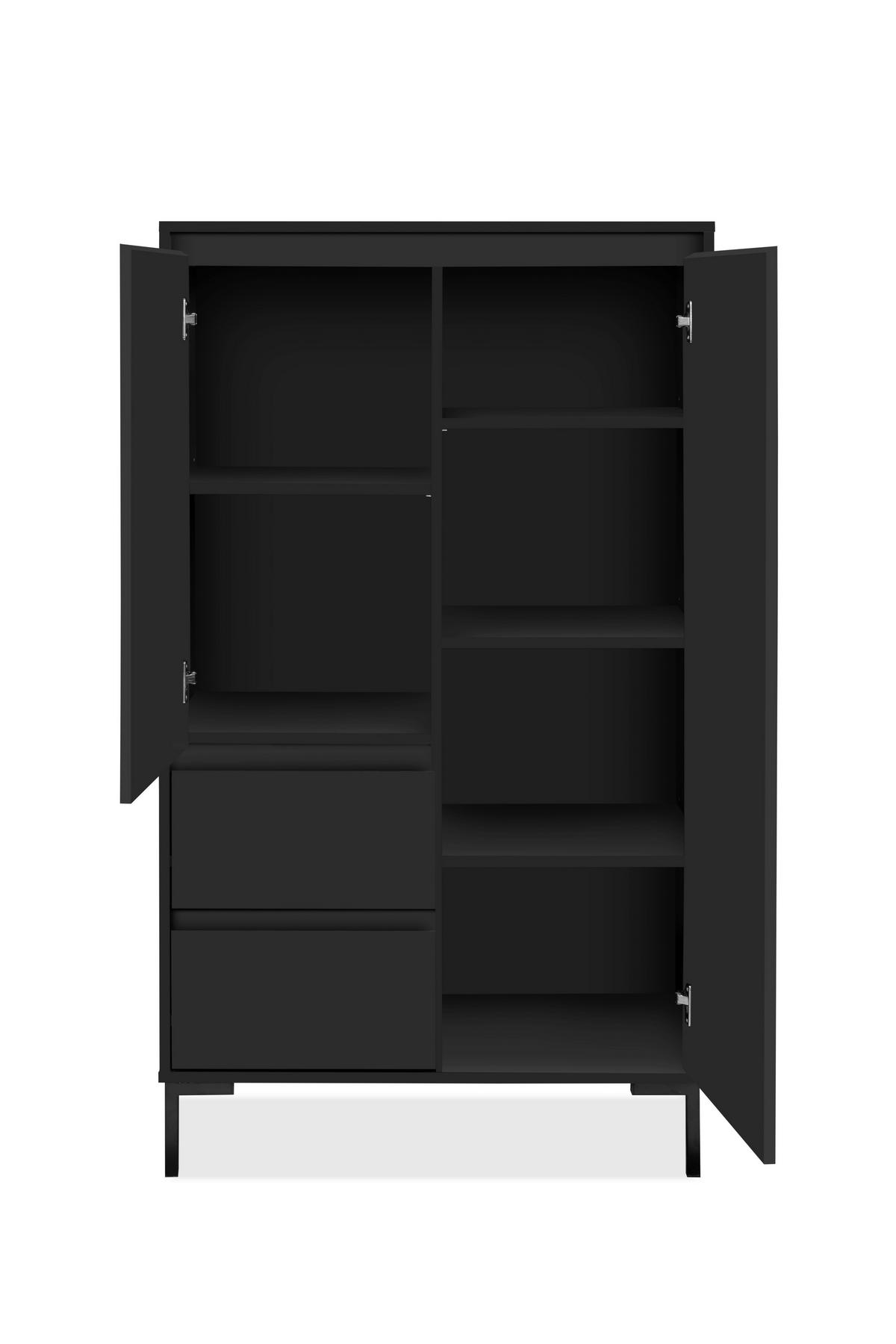 HIGHBOARD  81/139/40 cm 2 Schublade(n)  - Schwarz, Design, Holzwerkstoff/Metall (81/139/40cm) - MID.YOU