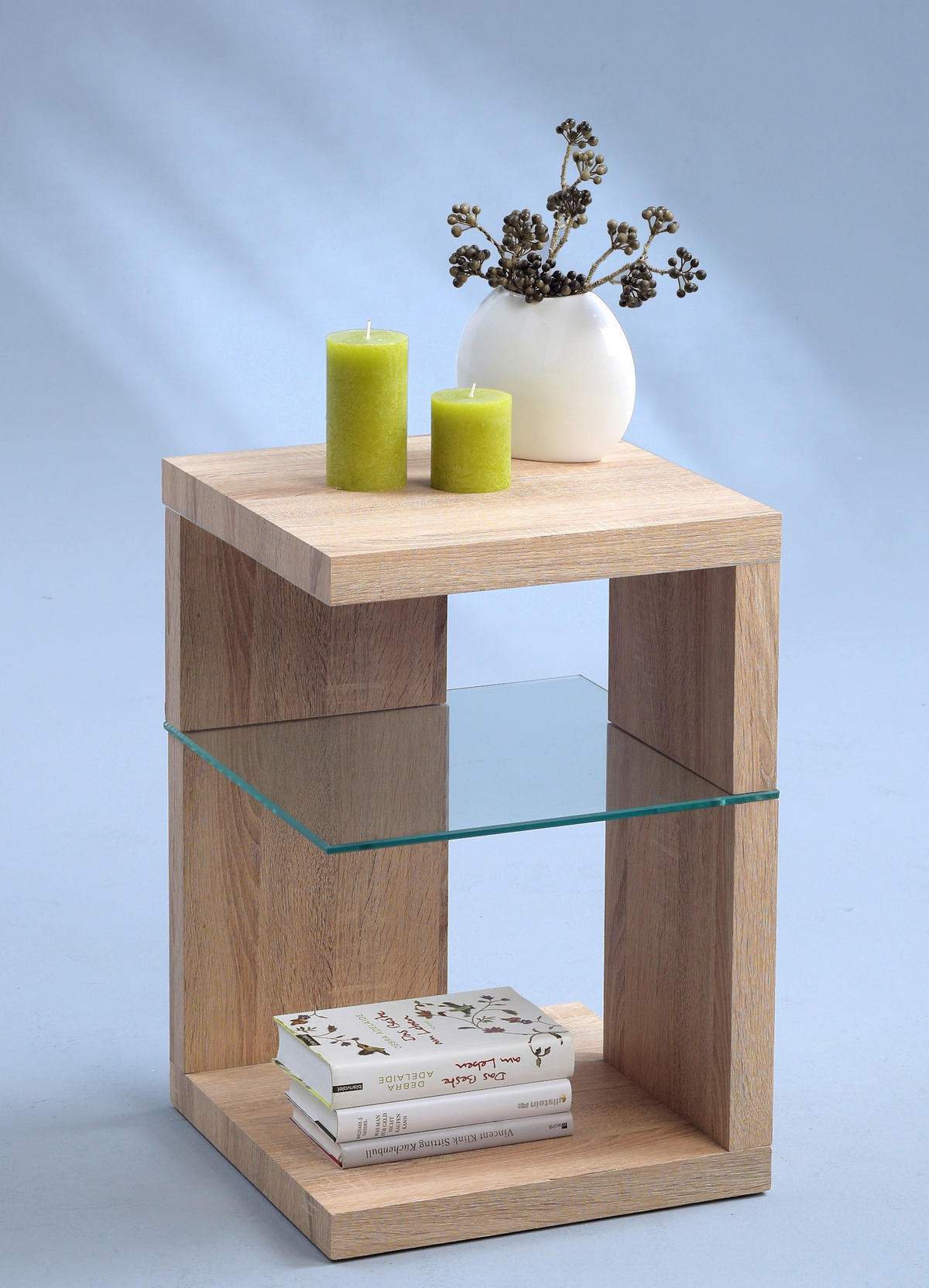 BEISTELLTISCH in Glas, Holzwerkstoff 40/40/60 cm  - Sonoma Eiche, Basics, Glas/Holzwerkstoff (40/40/60cm) - Xora