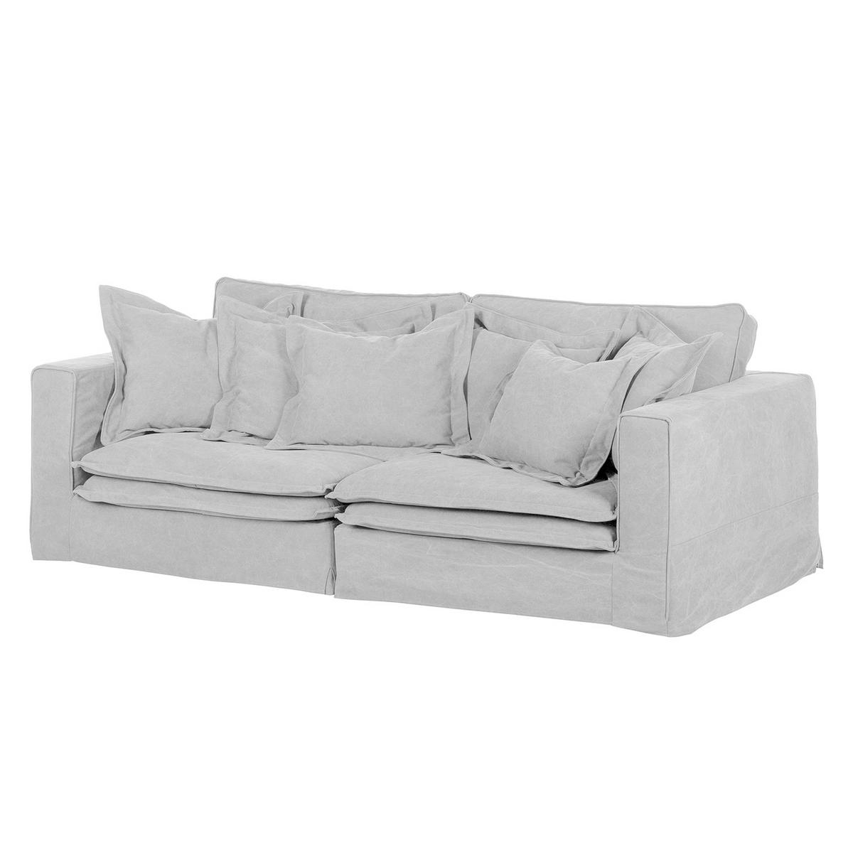 3-SITZER-SOFA Webstoff Hellgrau  - Hellgrau/Schwarz, Design, Kunststoff/Textil (238/90/119cm) - P & B