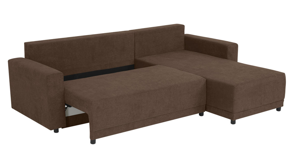 ECKSOFA Braun Mikrofaser  - Schwarz/Braun, Design, Kunststoff/Textil (178/248cm) - MID.YOU