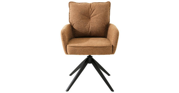 ARMLEHNSTUHL in Eisen Leinenoptik - Schwarz/Orange, Design, Textil/Metall (61/90/67cm) - Novel