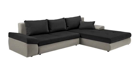 ECKSOFA Schwarz, Beige Webstoff  - Beige/Schwarz, Design, Kunststoff/Textil (313/215cm) - Carryhome