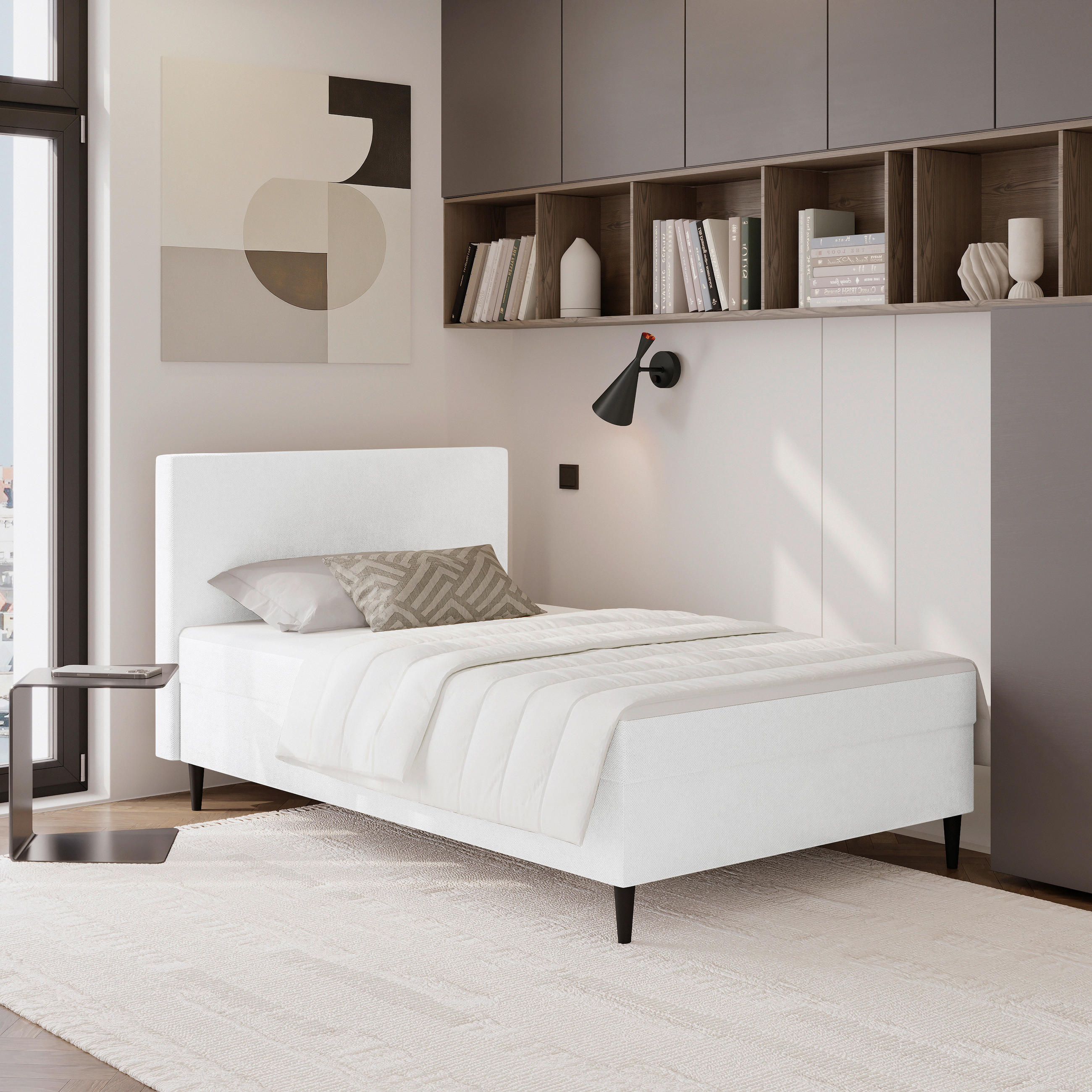 BOXBETT 90/200 cm  in Creme  - Creme/Schwarz, Konventionell, Holz/Textil (90/200cm) - P & B