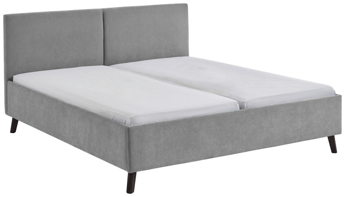 POLSTERBETT 180/200 cm,  in Grau,  - Schwarz/Grau, Basics, Holz/Textil (180/200cm) - Boxxx