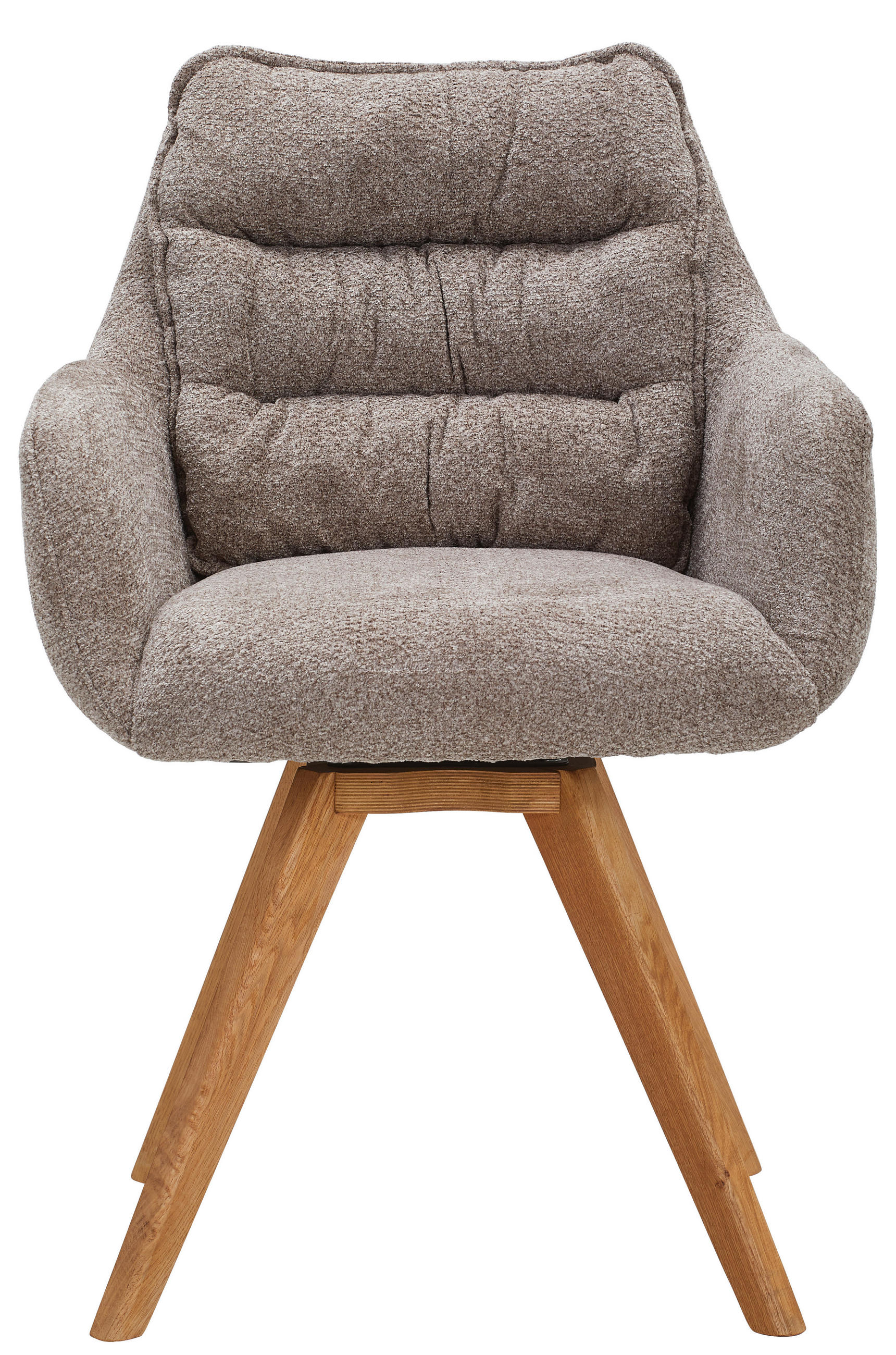 ARMLEHNSTUHL  in Chenille  - Taupe/Eichefarben, KONVENTIONELL, Holz/Textil (59/86/69,5cm) - Linea Natura