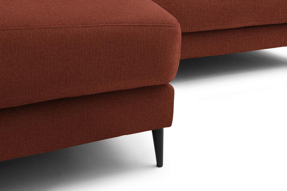 ECKSOFA in Flachgewebe Rostfarben  177/253 cm  - Rostfarben/Schwarz, Design, Textil/Metall (177/253cm) - Dieter Knoll