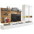 WOHNWAND Eiche furniert Eichefarben, Weiß - Edelstahlfarben/Eichefarben, Design, Glas/Holz (325/205,7/41,2-55,7cm) - Moderano