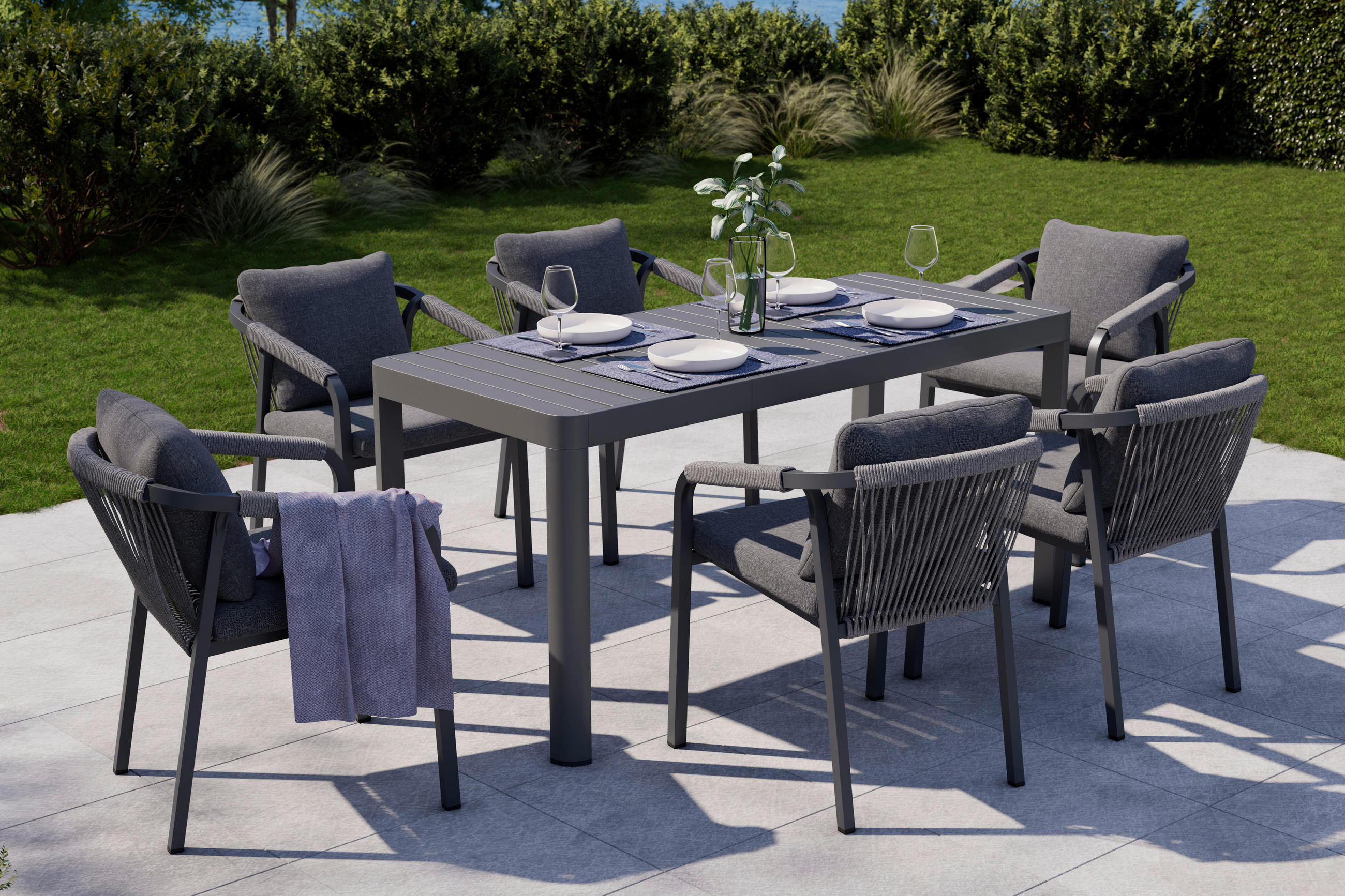 GARTENTISCH Metall rechteckig  - Anthrazit, MODERN, Metall (117/162/75,5/70cm) - Ambia Garden