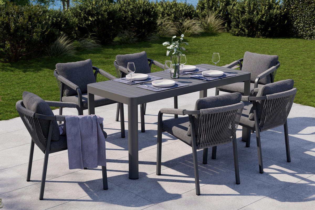 GARTENSTUHL Metall, Textil Anthrazit, Grau  - Anthrazit/Grau, MODERN, Textil/Metall (55/74/65cm) - Ambia Garden