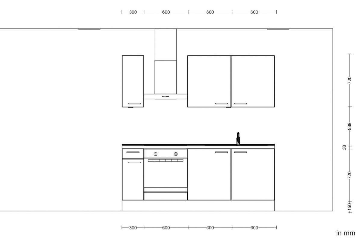 KÜCHENLEERBLOCK 210 cm   in Eichefarben, Schieferfarben  - Schieferfarben/Eichefarben, MODERN, Holzwerkstoff/Metall (210cm) - Nobilia