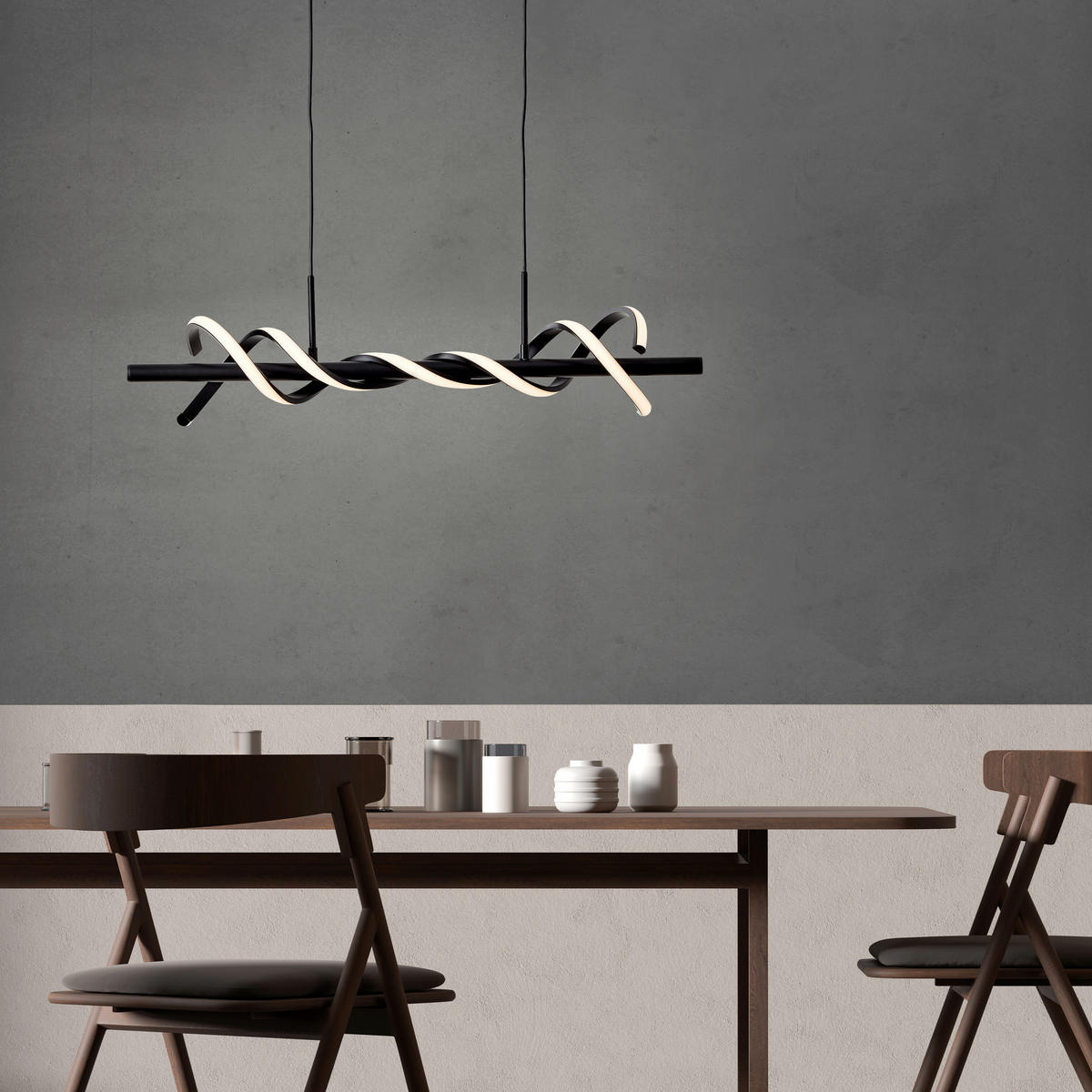 LED-PENDELLEUCHTE 75,5/18/150 cm  - Schwarz, Design, Kunststoff/Metall (75,5/18/150cm) - Brilliant