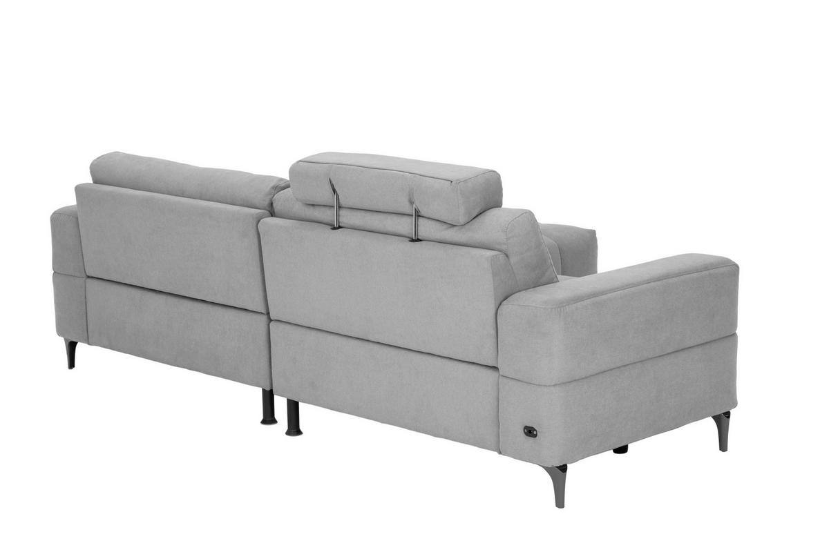 ECKSOFA Hellgrau Mikrofaser  - Silberfarben/Hellgrau, Design, Textil/Metall (242/161cm) - Livetastic