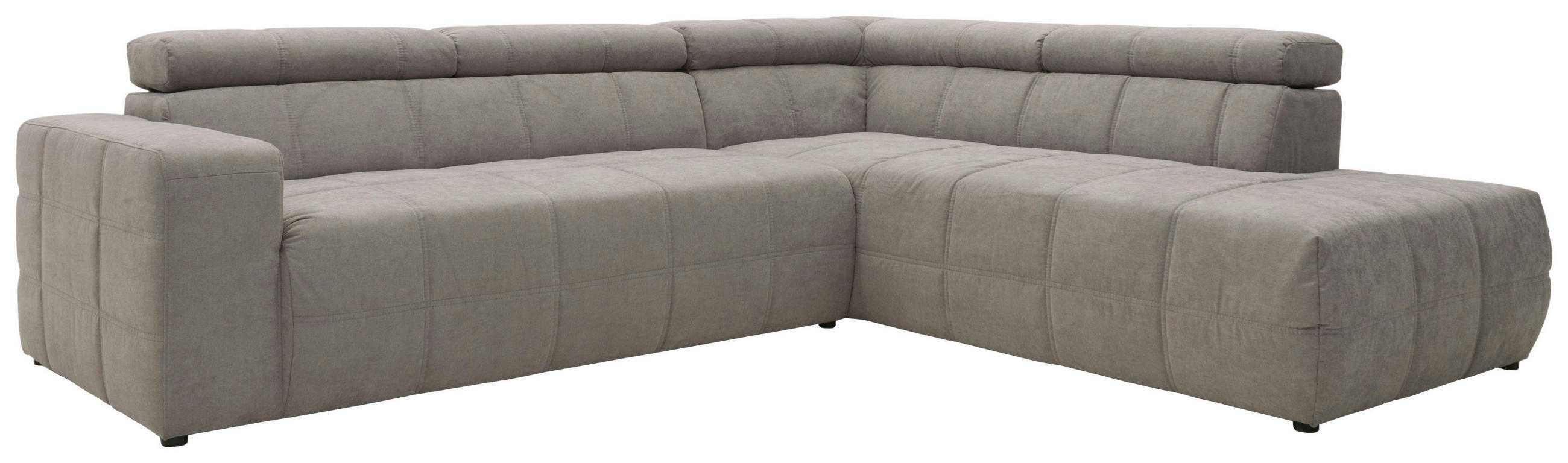 ECKSOFA Silberfarben Mikrofaser Kopfteilverstellung, Sitzvorzug  - Silberfarben/Schwarz, Design, Kunststoff/Textil (275/228cm) - MID.YOU