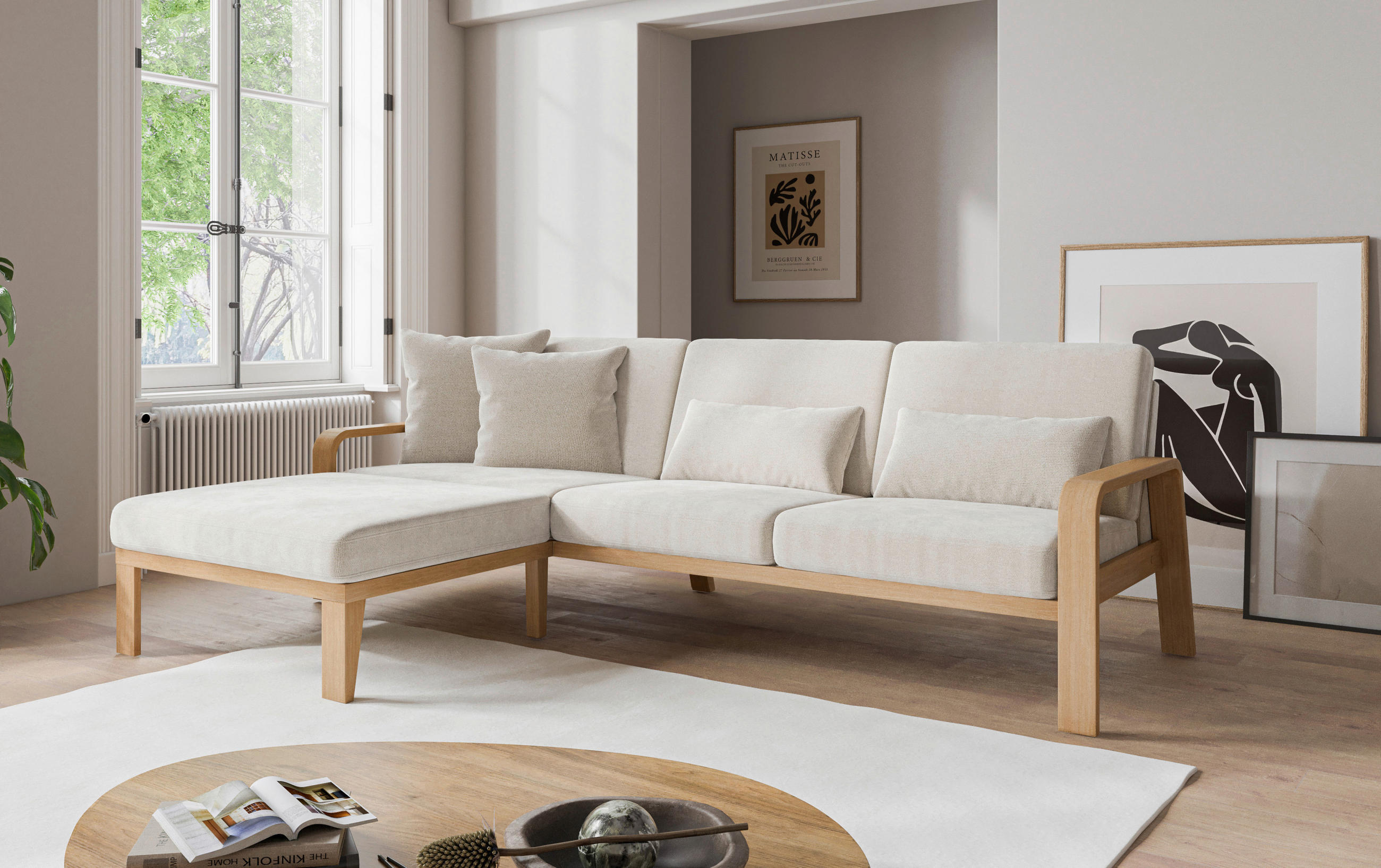 ECKSOFA in Struktur Creme  - Creme/Naturfarben, Konventionell, Holz/Textil (178/264cm) - Sit & More