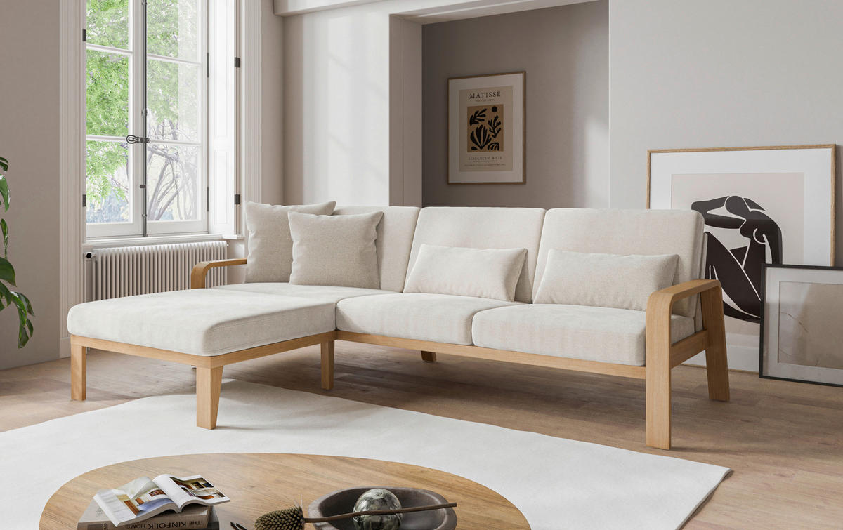 ECKSOFA in Struktur Creme  - Creme/Naturfarben, Konventionell, Holz/Textil (178/264cm) - Sit & More