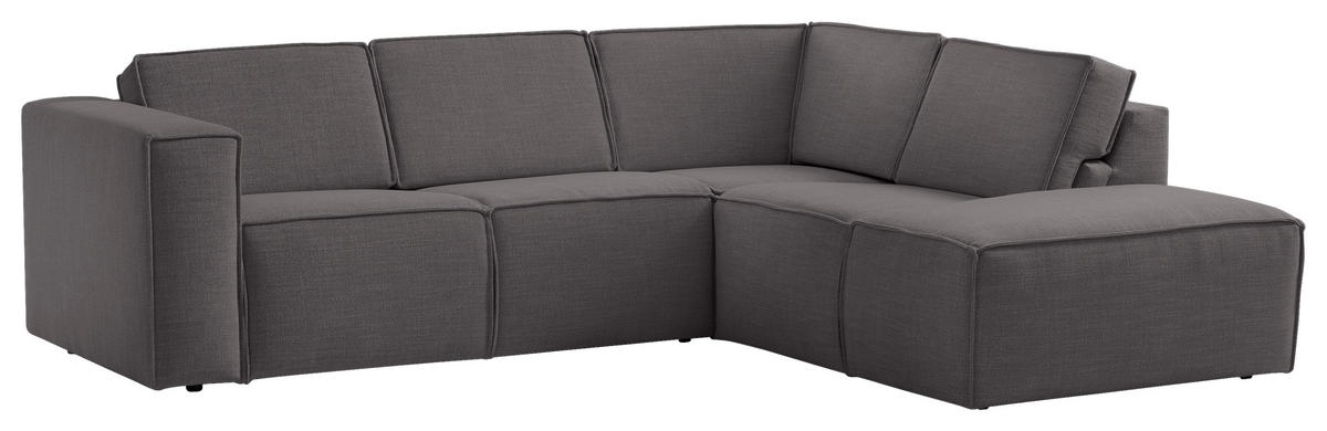 ECKSOFA DICE Dunkelgrau Struktur  - Dunkelgrau/Schwarz, MODERN, Kunststoff/Textil (275/220cm) - Trendmanufaktur