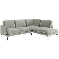 ECKSOFA Bali in Flachgewebe Hellgrau  250/202 cm  - Hellbraun/Hellgrau, Design, Textil/Metall (250/202cm) - Livetastic
