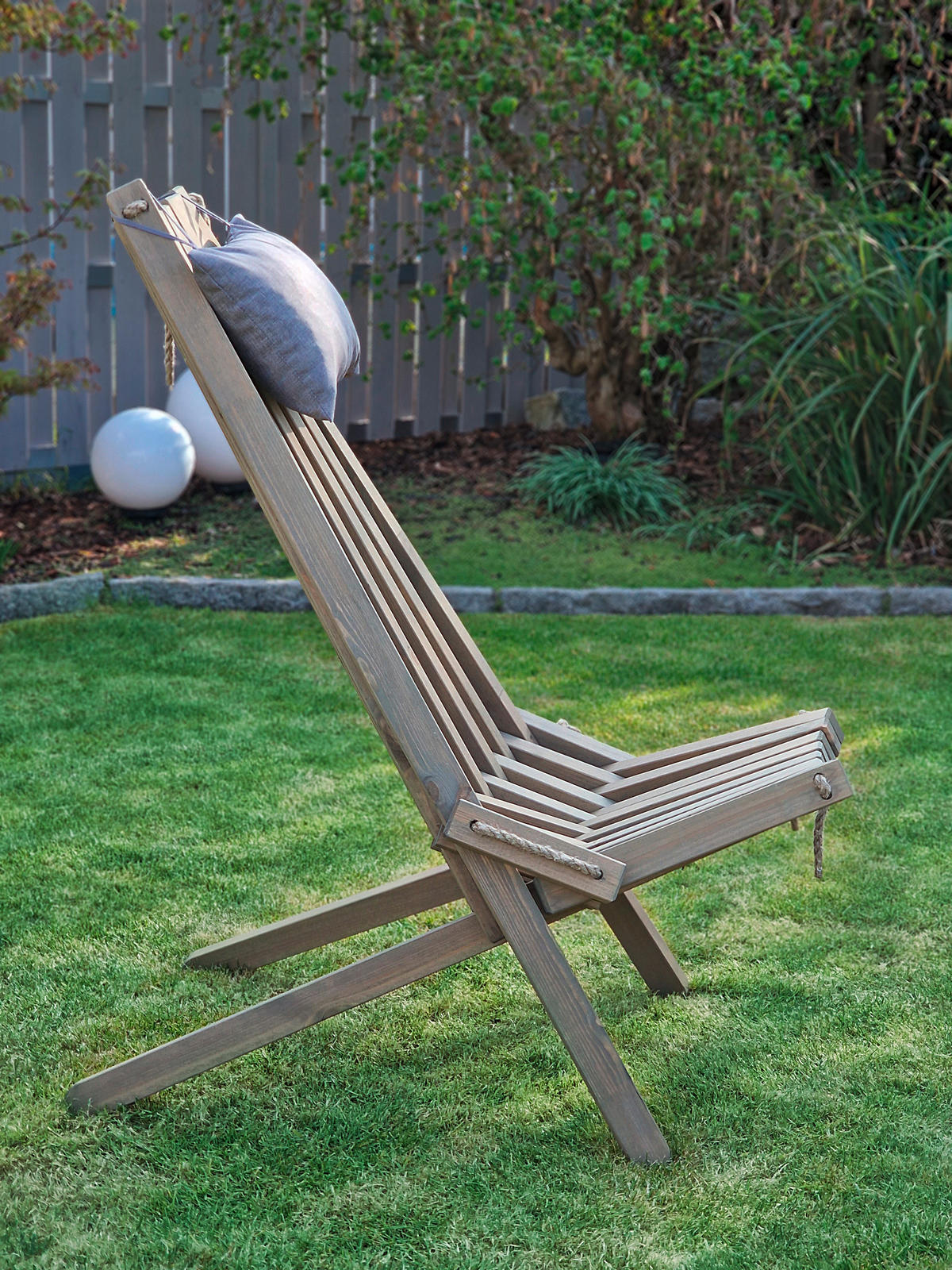 ZAHRADNÍ RELAXAČNÍ ŽIDLE, dřevo, textil - šedá, Moderní, dřevo/textil (69/104/93cm) - Gardenson