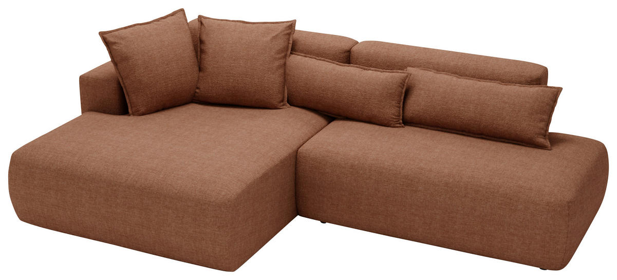 ECKSOFA Chenille Rostfarben  - Rostfarben/Schwarz, Design, Kunststoff/Textil (160/284cm) - Livetastic