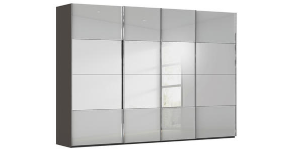 SCHWEBETÜRENSCHRANK  in Graphitfarben, Seidengrau  - Chromfarben/Seidengrau, Design, Glas/Holzwerkstoff (316/235/68cm) - Novel