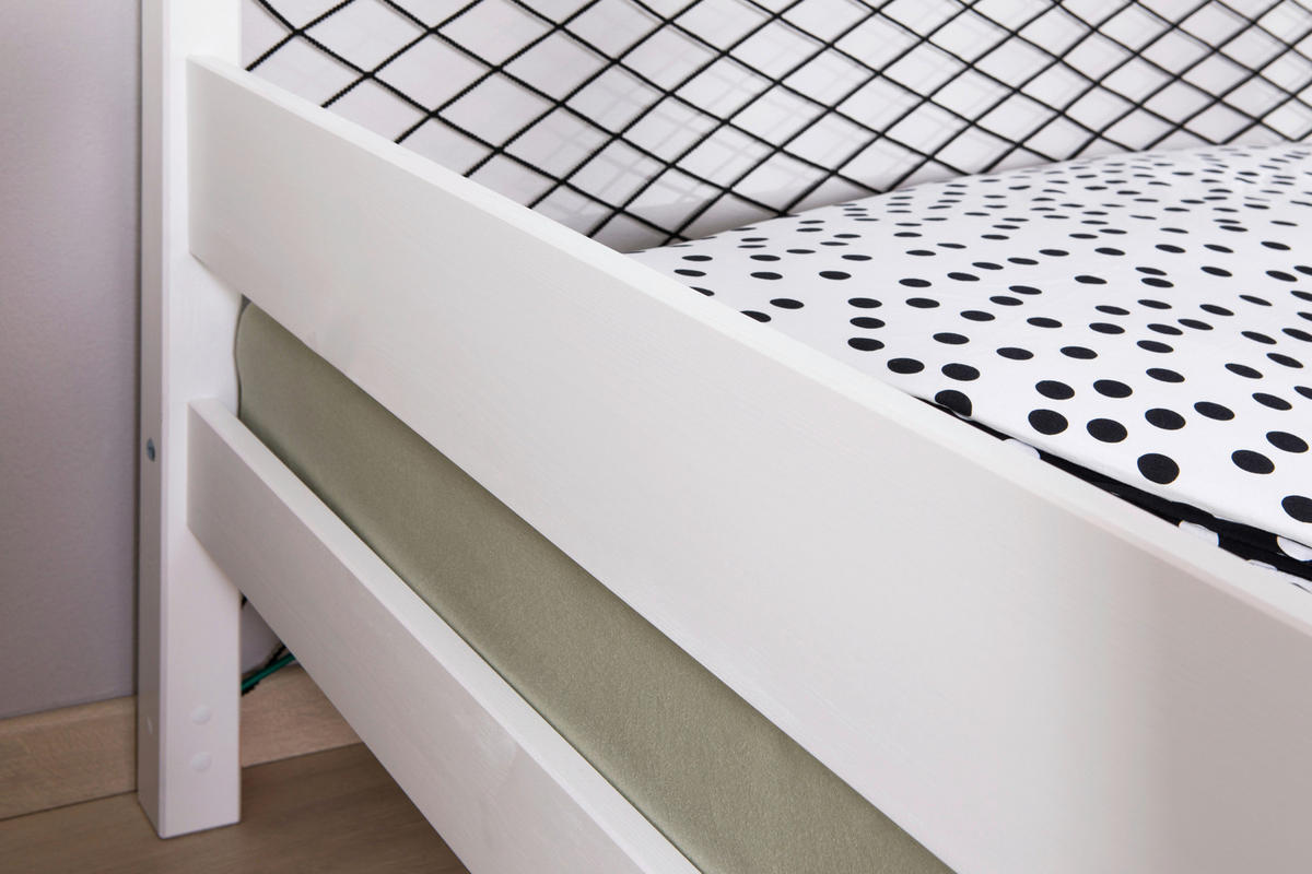POSTEĽ S ÚLOŽNÝM PRIESTOROM, 90/200 cm biela - biela/prírodná farba, Modern, drevo/textil (90/200cm) - MID.YOU