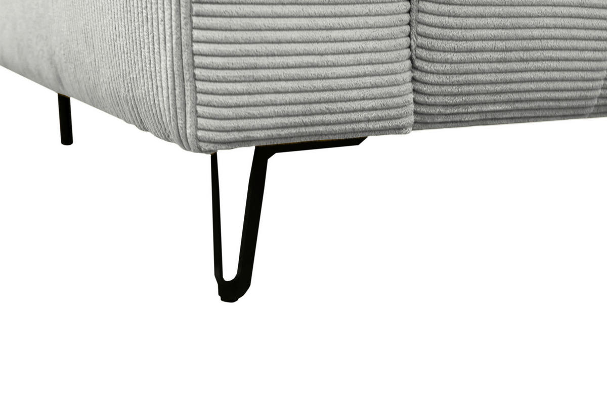 BIGSOFA Cord Hellgrau  - Hellgrau/Schwarz, KONVENTIONELL, Textil/Metall (246/100/116cm) - Carryhome
