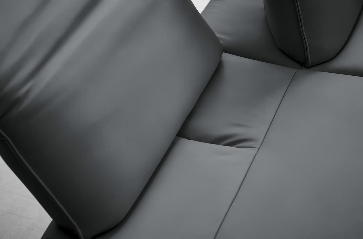 ECKSOFA  in Echtleder Grau  230/290 cm  - Anthrazit/Grau, Design, Leder/Metall (230/290cm) - Johann Jakob