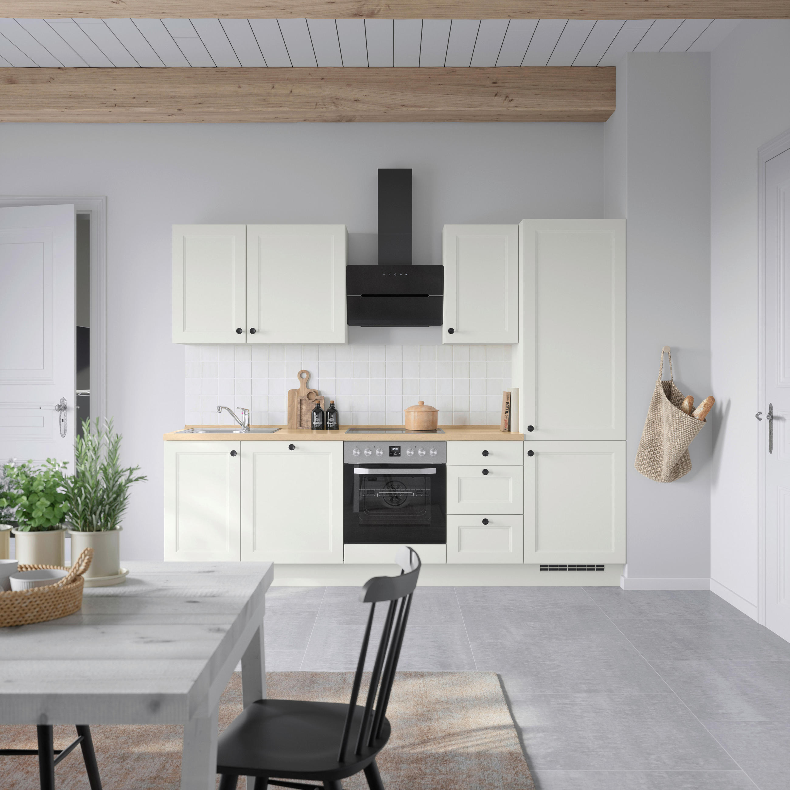 KÜCHENBLOCK 270 cm   in Weiß, Eichefarben  - Eichefarben/Schwarz, MODERN, Holzwerkstoff/Metall (270cm) - Nobilia