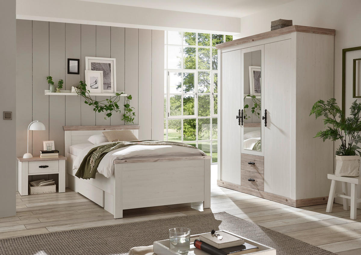 BETT  in Pinienfarben, Hellbraun  - Hellbraun/Pinienfarben, Design (115/86/208cm) - MID.YOU