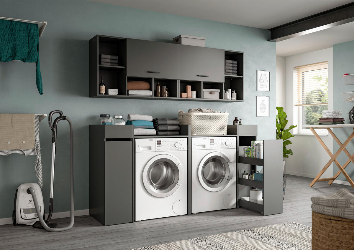 HAUSWIRTSCHAFTSRAUM 190/195/60 cm  in Anthrazit  - Anthrazit, Basics, Holzwerkstoff (190/195/60cm) - MID.YOU