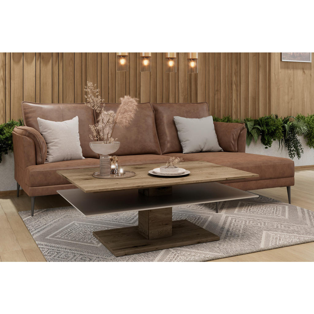 Thumbnail - Voglauer Couchtisch, Anthrazit, Eiche, Holz, Glas, Altholz, Eiche, massiv, rechteckig, eckig, Bodenplatte, 75x46x120 cm,...