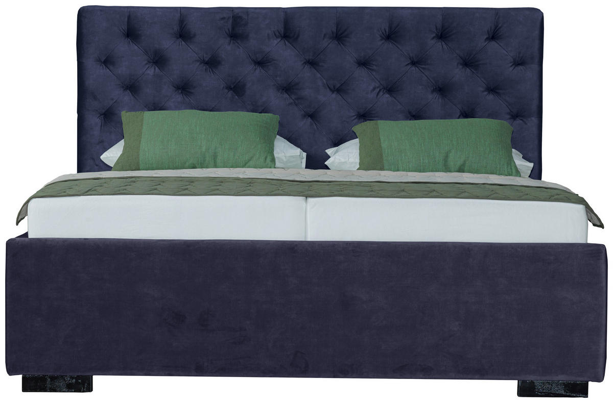POLSTERBETT 180/200 cm  in Dunkelblau  - Schwarz/Dunkelblau, Design, Holz/Textil (180/200cm) - Boxxx