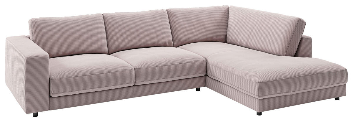 ECKSOFA in Cord Rosa  - Schwarz/Rosa, Design, Kunststoff/Textil (325/224cm) - Pure Home Lifestyle