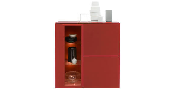 HIGHBOARD Rot - Rot, Design, Glas/Holzwerkstoff (105/127/37cm) - Dieter Knoll