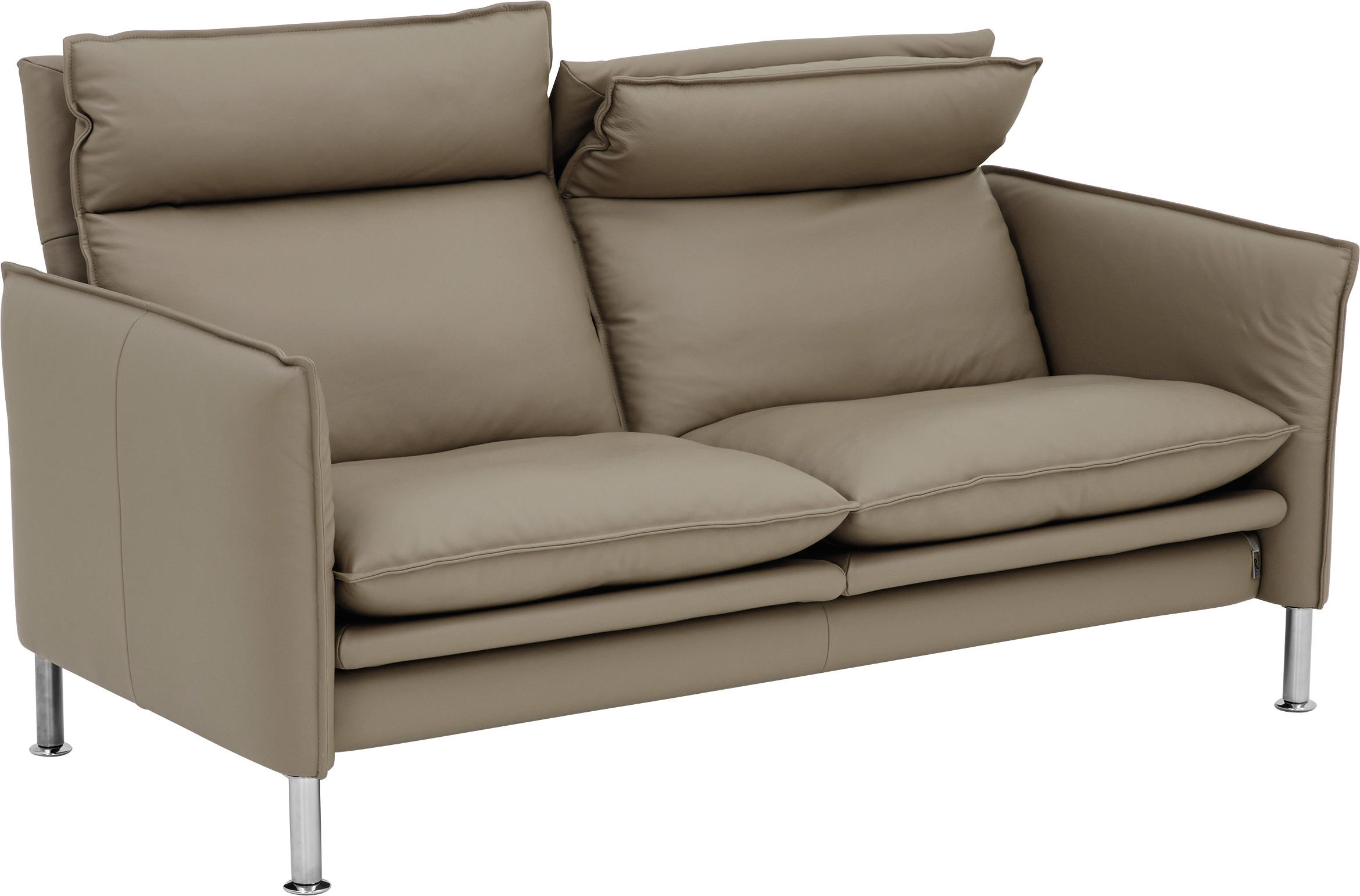 2,5-SITZER Echtleder Grau  - Chromfarben/Grau, KONVENTIONELL, Leder/Metall (176/93/88cm) - Erpo