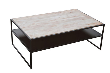 Couchtisch Akazie Massiv Rechteckig Naturfarben Schwarz