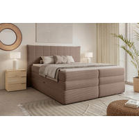 BOXSPRINGBETT 180/200 cm  in Hellbraun  - Hellbraun/Schwarz, Design, Kunststoff/Textil (180/200cm) - Chameo