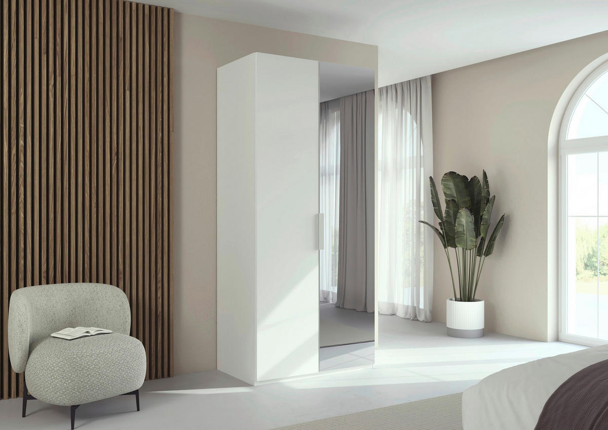 DREHTÜRENSCHRANK 101/235/61 cm,  in Weiß, 2-türig  - Weiß, Basics, Glas/Holzwerkstoff (101/235/61cm) - Novel