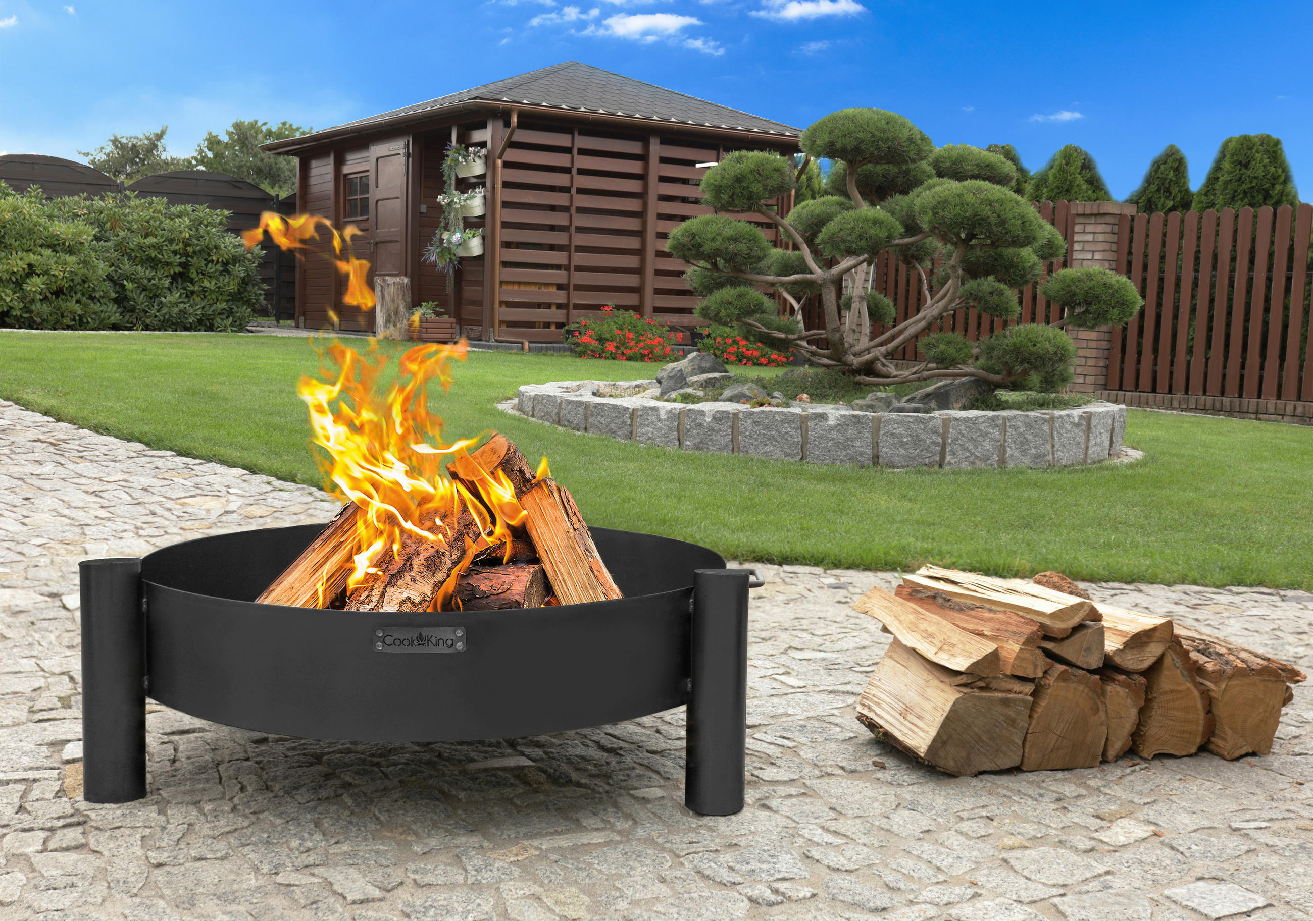 FEUERSCHALE  - Schwarz, Basics, Metall (68/30cm) - Ambia Garden