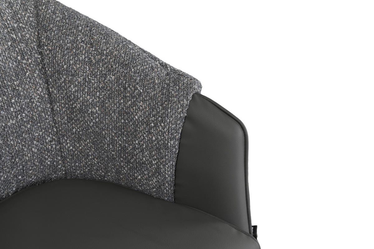ARMLEHNSTUHL  Sitzfläche 360° drehbar, automatische Rückholfunktion Lederlook, Leinenoptik  Grau, Schwarz  - Schwarz/Grau, Design, Textil/Metall (68,5/83/65,5cm) - Carryhome